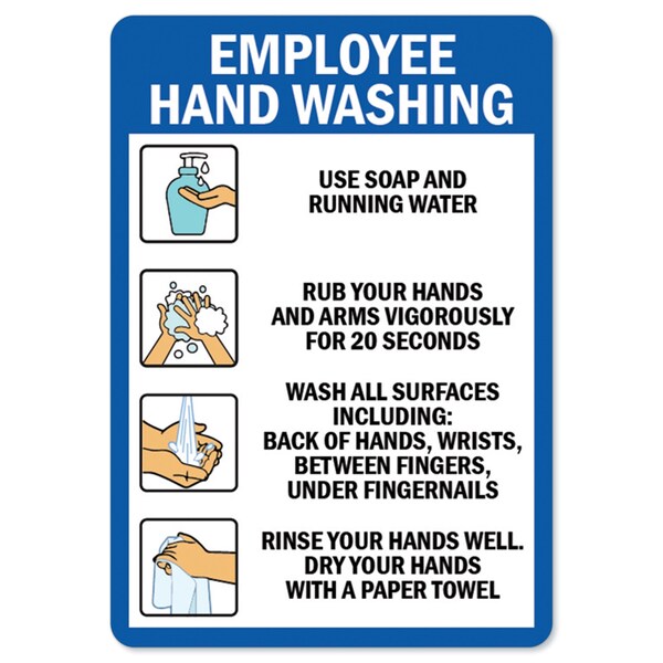 Signmission OSHA Sign, Employee Hand Washing, 5in X 3.5in Decal, 10PK, 3.5" W, 5" L, Employee Hand Washing OS-NS-D-35-25572-10PK - main